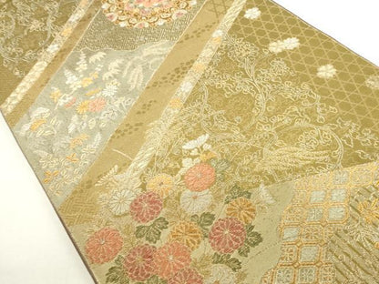 平和屋本店▼六通柄袋帯　正倉院草花文　純金二重箔　正絹　逸品　DABH0441op