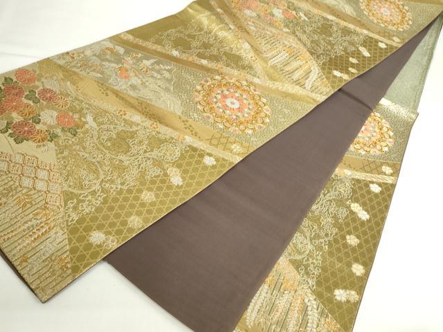 平和屋本店▼六通柄袋帯　正倉院草花文　純金二重箔　正絹　逸品　DABH0441op