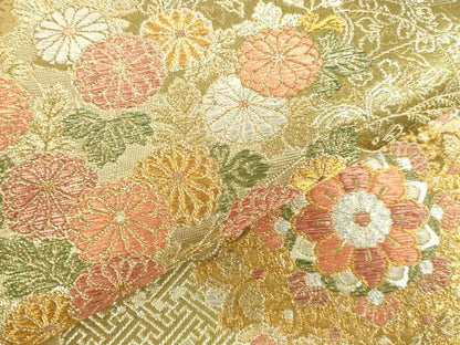 平和屋本店▼六通柄袋帯　正倉院草花文　純金二重箔　正絹　逸品　DABH0441op