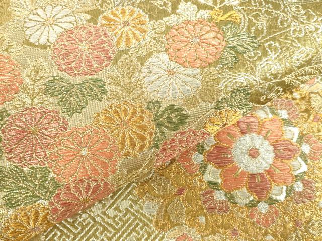 平和屋本店▼六通柄袋帯　正倉院草花文　純金二重箔　正絹　逸品　DABH0441op
