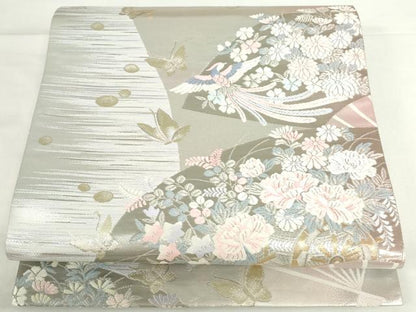平和屋本店▼両面　六通柄袋帯　唐織　舞蝶鳳凰花文　純金プラチナ箔　正絹　逸品　未使用　DABH0442op