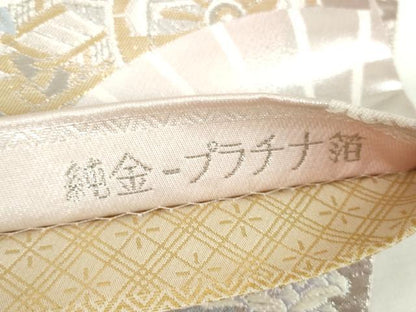 平和屋本店▼両面　六通柄袋帯　唐織　舞蝶鳳凰花文　純金プラチナ箔　正絹　逸品　未使用　DABH0442op