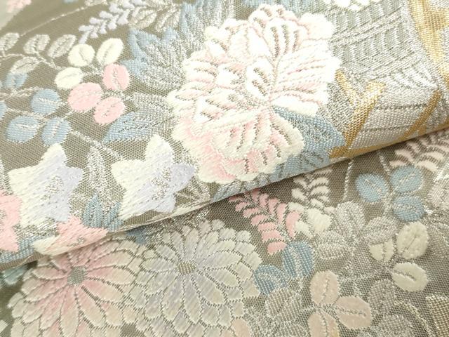 平和屋本店▼両面　六通柄袋帯　唐織　舞蝶鳳凰花文　純金プラチナ箔　正絹　逸品　未使用　DABH0442op
