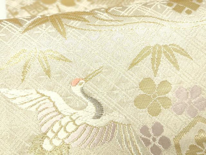 平和屋本店▼両面　六通柄袋帯　唐織　舞蝶鳳凰花文　純金プラチナ箔　正絹　逸品　未使用　DABH0442op