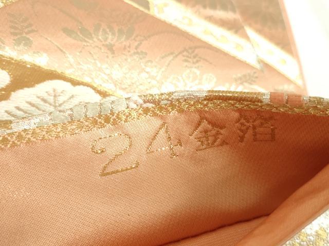 平和屋本店▼六通柄袋帯　唐織　地紙鳳凰花文　24全箔　正絹　逸品　DABH0446op