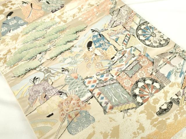 平和屋本店▼六通柄袋帯　春秋鎌倉　純金箔　正絹　逸品　DABH0448op