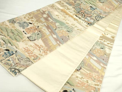 平和屋本店▼六通柄袋帯　春秋鎌倉　純金箔　正絹　逸品　DABH0448op