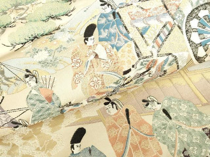 平和屋本店▼六通柄袋帯　春秋鎌倉　純金箔　正絹　逸品　DABH0448op