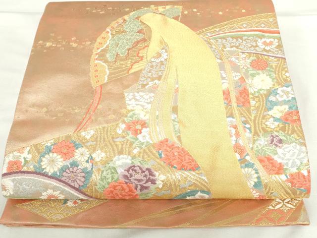 平和屋本店▼六通柄袋帯　唐織　麗姿紫式部図　弐拾四金箔　正絹　逸品　DABH0449op