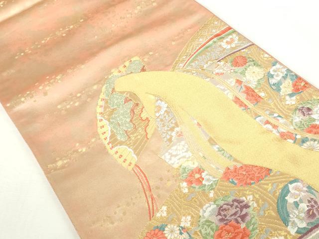平和屋本店▼六通柄袋帯　唐織　麗姿紫式部図　弐拾四金箔　正絹　逸品　DABH0449op