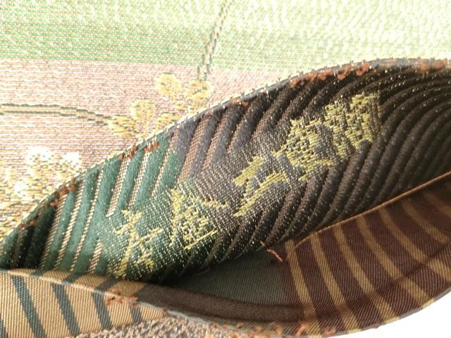 平和屋本店▼両面　六通柄袋帯　唐織　孔雀花文　本金二重箔　正絹　逸品　DABH0450op
