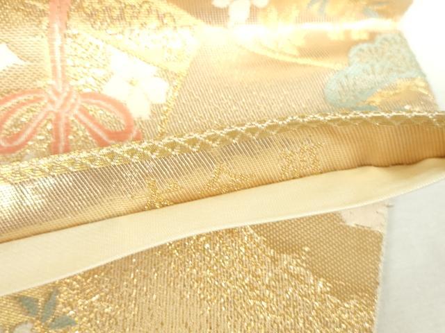 平和屋本店▼六通柄袋帯　唐織　飛鶴鴛鴦花文　本金箔　正絹　逸品　DABH0451op