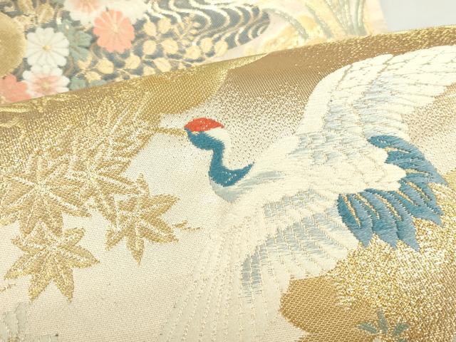 平和屋本店▼六通柄袋帯　唐織　飛鶴鴛鴦花文　本金箔　正絹　逸品　DABH0451op