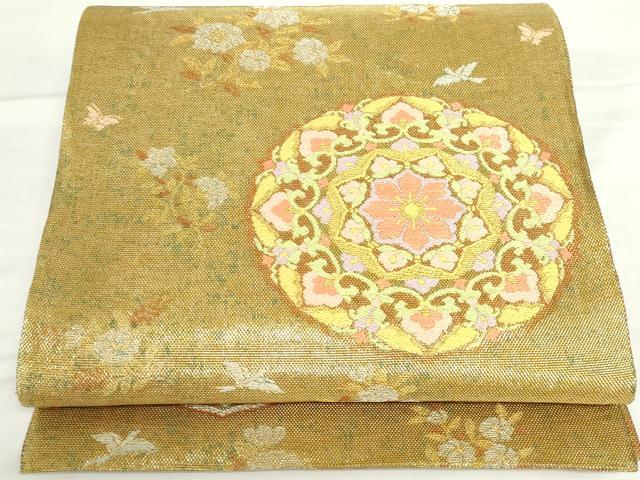 平和屋本店▼両面　六通柄袋帯　正倉院華紋　本金　正絹　逸品　DABH0453op