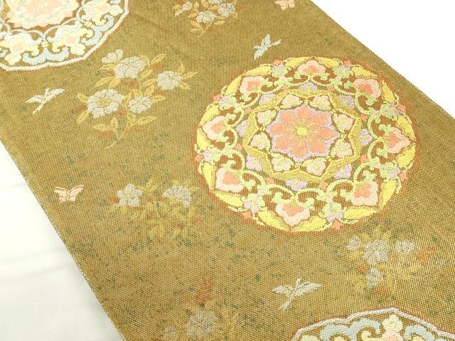 平和屋本店▼両面　六通柄袋帯　正倉院華紋　本金　正絹　逸品　DABH0453op