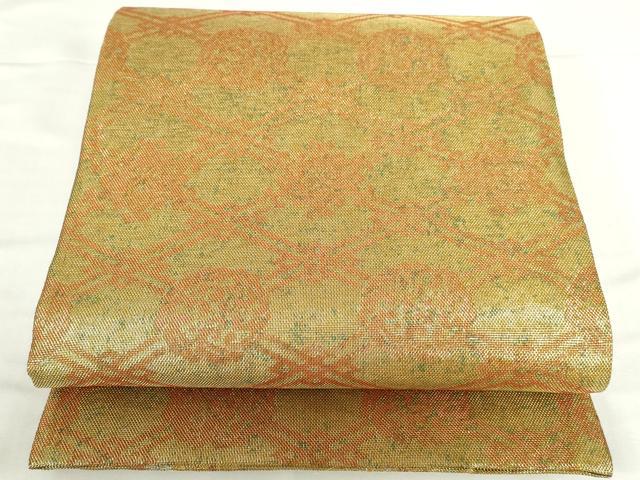 平和屋本店▼両面　六通柄袋帯　正倉院華紋　本金　正絹　逸品　DABH0453op