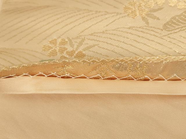 平和屋本店▼六通柄袋帯　唐織　鴛鴦風景花松文　本金箔　正絹　逸品　DABH0458op