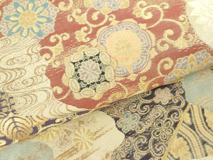 平和屋本店▼六通柄袋帯　京蒔絵　本金箔　正絹　逸品　DABH0460op