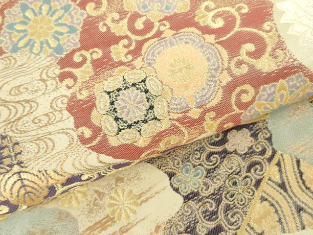平和屋本店▼六通柄袋帯　京蒔絵　本金箔　正絹　逸品　DABH0460op