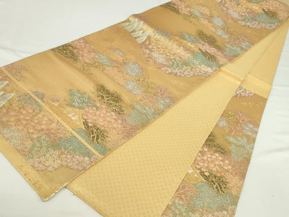 平和屋本店▼六通柄袋帯　風景文　本金二重箔　正絹　逸品　DABH0466op