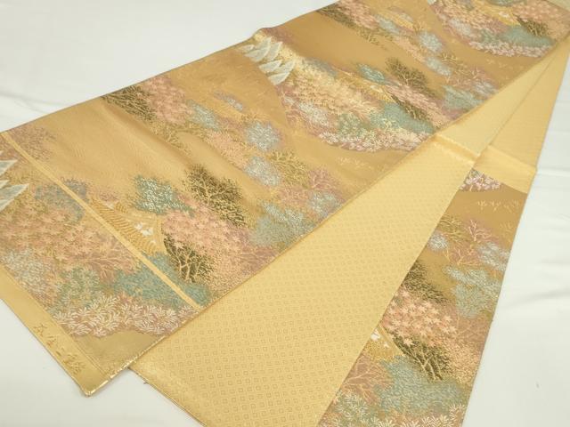 平和屋本店▼六通柄袋帯　風景文　本金二重箔　正絹　逸品　DABH0466op