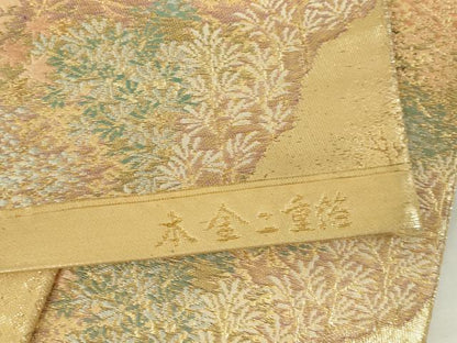 平和屋本店▼六通柄袋帯　風景文　本金二重箔　正絹　逸品　DABH0466op