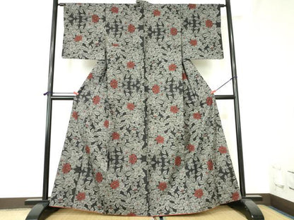 平和屋着物■本場大島紬　7マルキ　草花　正絹　逸品　DABH0467op