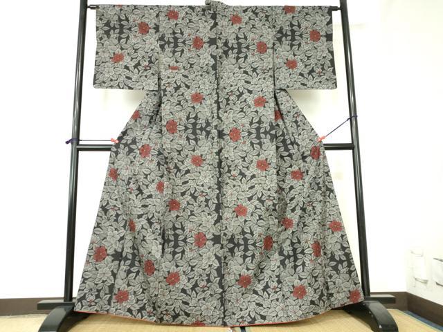 平和屋着物■本場大島紬　7マルキ　草花　正絹　逸品　DABH0467op