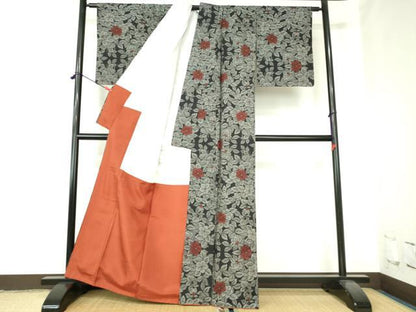 平和屋着物■本場大島紬　7マルキ　草花　正絹　逸品　DABH0467op