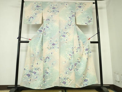 平和屋着物■上質な小紋　草花　暈し染め　正絹　逸品　DABH0469op