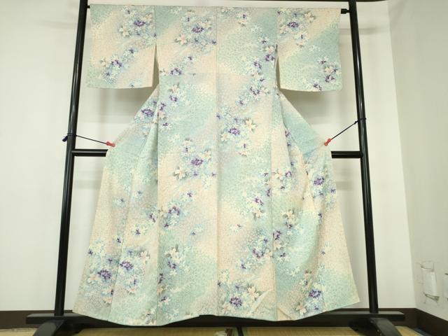 平和屋着物■上質な小紋　草花　暈し染め　正絹　逸品　DABH0469op