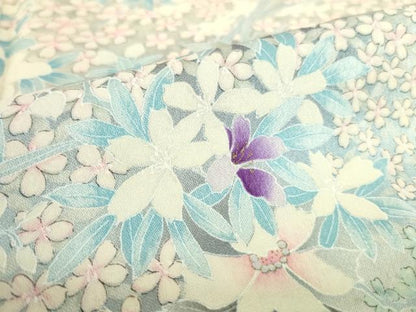 平和屋着物■上質な小紋　草花　暈し染め　正絹　逸品　DABH0469op