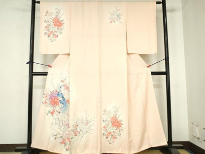 平和屋着物■訪問着　孔雀牡丹文　暈し染め　正絹　逸品　DABH0472op
