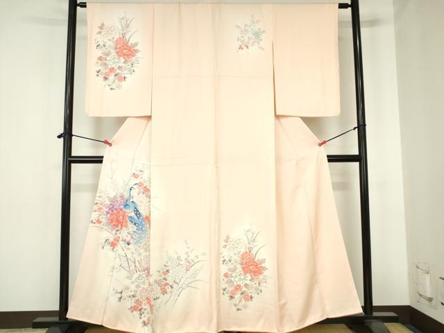 平和屋着物■訪問着　孔雀牡丹文　暈し染め　正絹　逸品　DABH0472op
