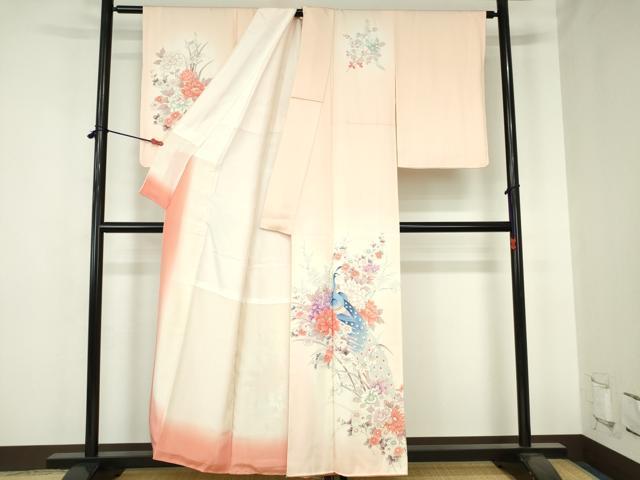 平和屋着物■訪問着　孔雀牡丹文　暈し染め　正絹　逸品　DABH0472op