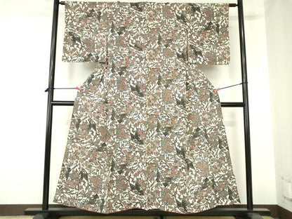 平和屋着物■上質な小紋　舞蝶花文　正絹　逸品　DABH0475op
