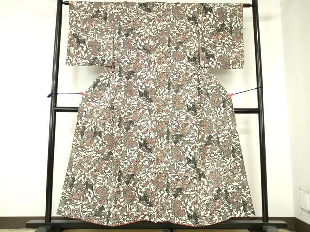 平和屋着物■上質な小紋　舞蝶花文　正絹　逸品　DABH0475op