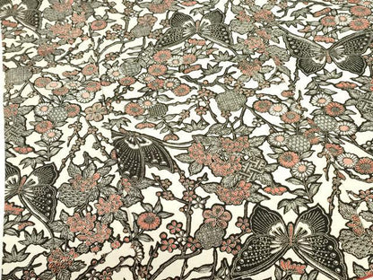 平和屋着物■上質な小紋　舞蝶花文　正絹　逸品　DABH0475op