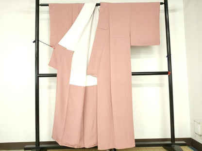 平和屋着物■上質な色無地　珊瑚色　正絹　逸品　未使用　DABH0476op