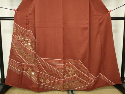 平和屋着物■訪問着　駒刺繍　絞り　亀甲花文　金彩　正絹　逸品　DABH0484op