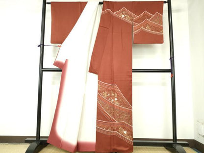 平和屋着物■訪問着　駒刺繍　絞り　亀甲花文　金彩　正絹　逸品　DABH0484op