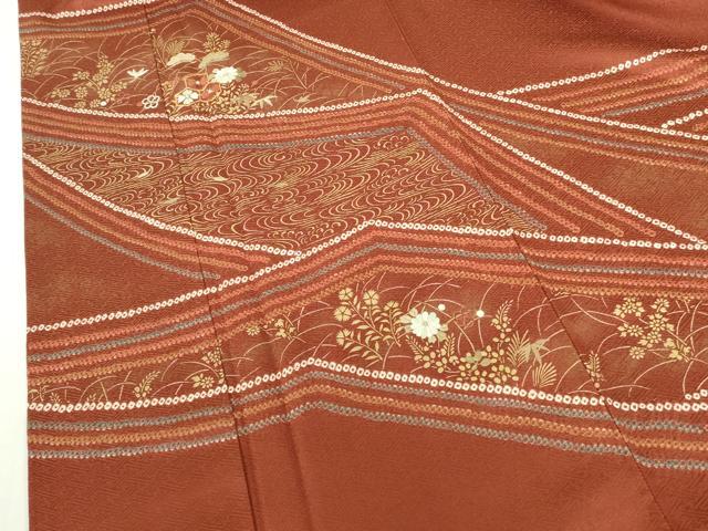 平和屋着物■訪問着　駒刺繍　絞り　亀甲花文　金彩　正絹　逸品　DABH0484op