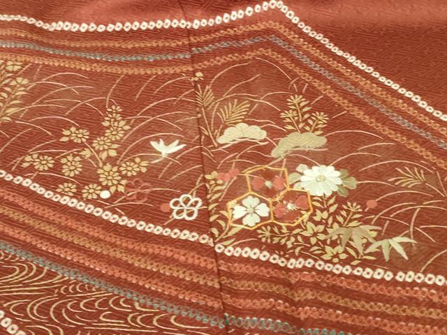 平和屋着物■訪問着　駒刺繍　絞り　亀甲花文　金彩　正絹　逸品　DABH0484op