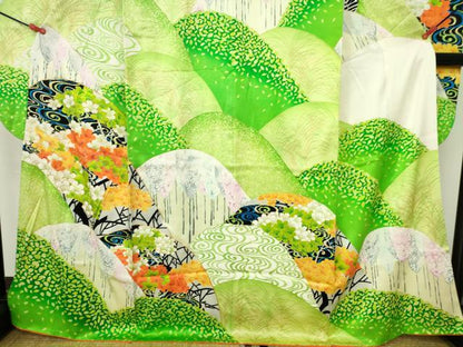 平和屋着物■豪華振袖　駒刺繍　流水花文　金彩　正絹　逸品　DABH0485op
