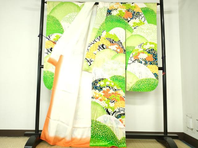 平和屋着物■豪華振袖　駒刺繍　流水花文　金彩　正絹　逸品　DABH0485op