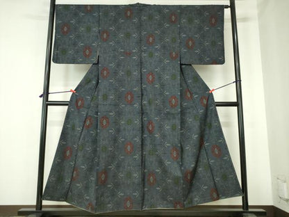 平和屋着物■本場大島紬　7マルキ　抽象花文　正絹　逸品　DABH0486op