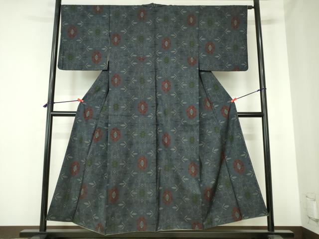 平和屋着物■本場大島紬　7マルキ　抽象花文　正絹　逸品　DABH0486op