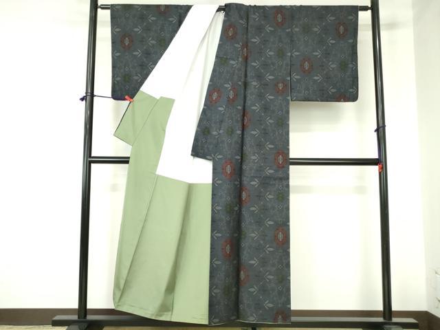 平和屋着物■本場大島紬　7マルキ　抽象花文　正絹　逸品　DABH0486op
