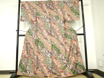 平和屋着物■上質な小紋　辻が花　道長文様　金彩　正絹　逸品　未使用　DABH0491op