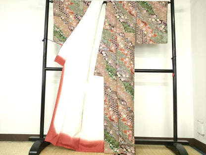 平和屋着物■上質な小紋　辻が花　道長文様　金彩　正絹　逸品　未使用　DABH0491op